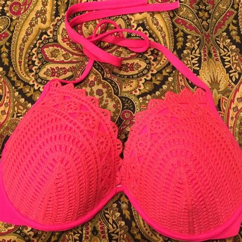 Shade And Shore Swim Shade Shore Pink Crochet Bikini Top 34dd Poshmark