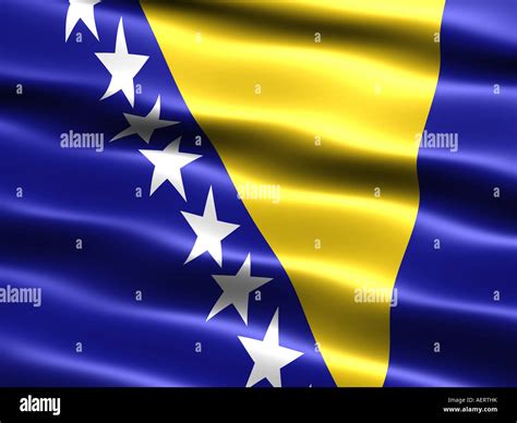 Computer Generated Illustration Of The Flag Of Bosnia Herzegovina With Silky Appearance And