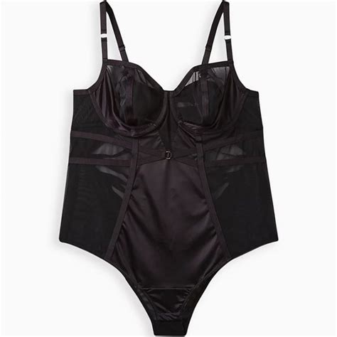 Torrid Intimates Sleepwear Nwt Torrid Bodysuit Black Lace Satin Bodysuit Lingerie Plus