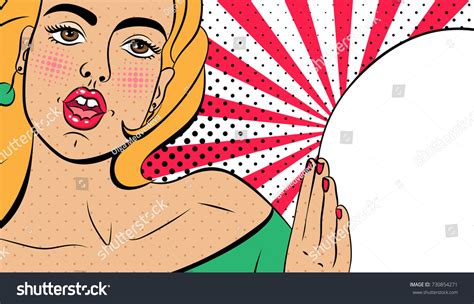 Sexy Surprised Blonde Pop Art Woman เวกเตอร์สต็อก ปลอดค่าลิขสิทธิ์