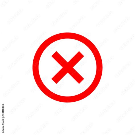 Cross Sign Element Red X Icon Isolated On White Background Simple