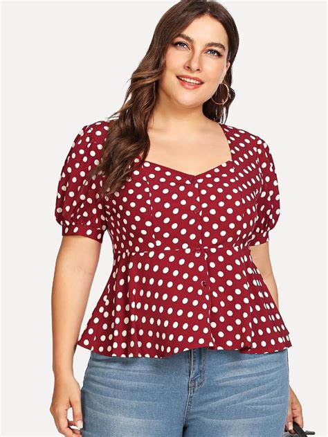 Plus Size Polka Dot Blouse