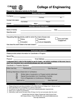 Fillable Online Engr Colostate Form College Of Engineering Colorado