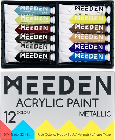 Amazon MEEDEN Metallic Acrylic Paint Set Of 12 Vibrant Colors