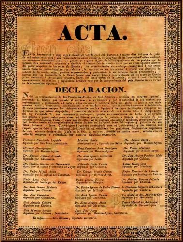 Cuadro Pergamino Acta Del Día De La Independencia Argentina