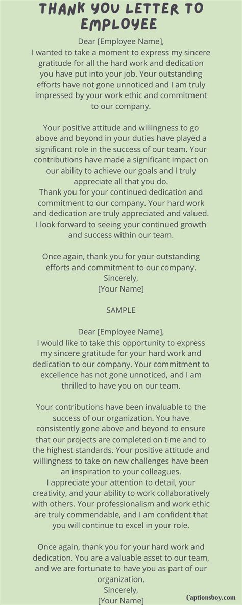 Thank You Letter To Employee (10 Samples)