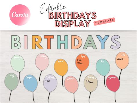 Classroom Birthday Display Birthday Board Classroom - Etsy