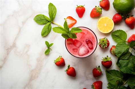 Premium AI Image A Glass Of Strawberry Juice With Strawberries And