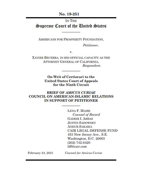 Cair Files Scotus Amicus Brief Challenging Federal Governments