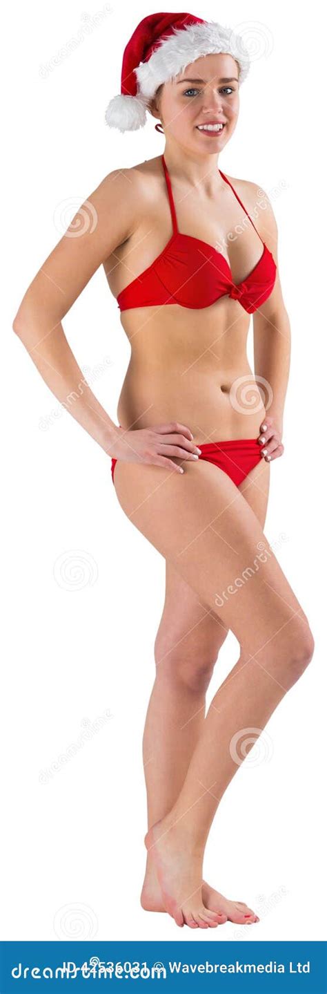 Fille Sexy Dans Le Bikini Et Le Chapeau De Santa Image Stock Image Du