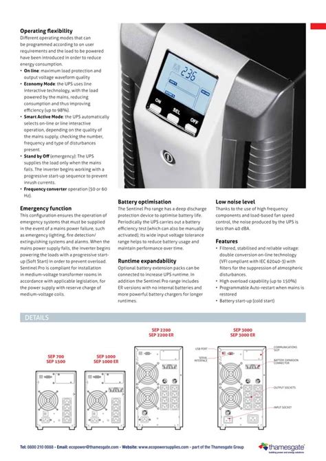 Ecopowersupplies Riello Sentinel Pro Ups Datasheet PDF