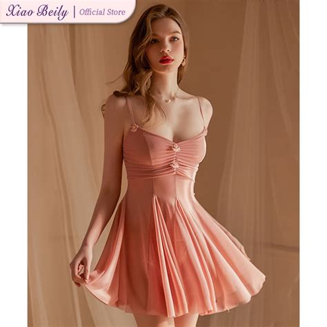 XiaoBeily Lace Temptation Halter Night Dress Nighties Sexy Pajamas Erotic Lingerie Panty For