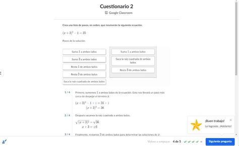 Crea Una Lista De Pasos En Orden Que Resolver N La Siguiente Ecuaci N