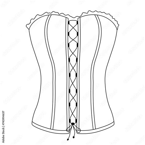 Corset Vector Stock Illustration Feminine Lingerie Monochrome Black Silhouette One Line