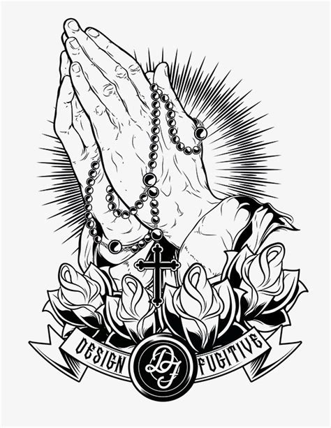 Praying Hands With Rosary Drawing | Free download on ClipArtMag