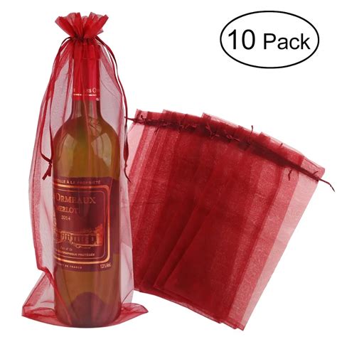 Pcs Sheer Organza Wine Bottle Cover Delicate Wine Bags Wrap Gift Bag