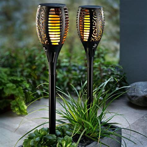 Solar Gartenstecker Flame 2er Set Flammeneffekt Durch 51 LEDs 47 Cm