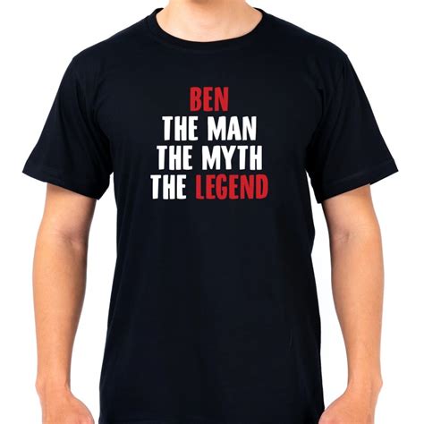 Personalised The Man The Myth The Legend Black T Shirt Size S Colour