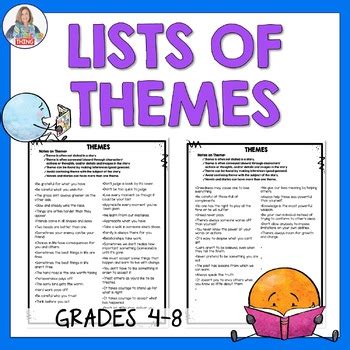 Themes in Literature Lists by It's a Teacher Thing | TpT