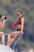 Sam Faiers Showing Off Her Toned Physique In A Plunging Black Versace Bikini During Luxury Trip