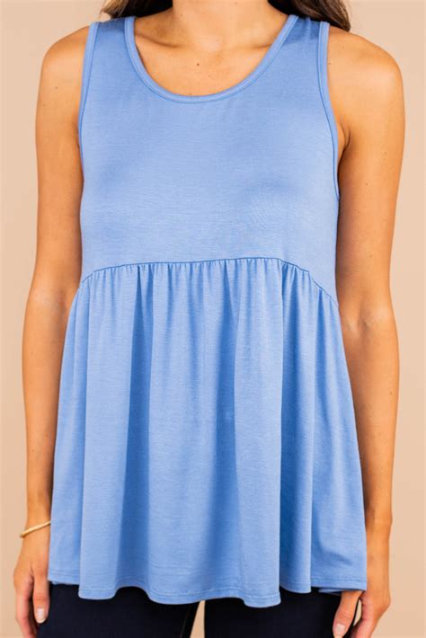 Versatile Classic Chambray Blue Babydoll Tank Solid Tank The Mint