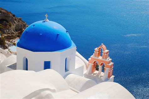 Churches Of St Anastasi And St Spirydon In Oia Santorini