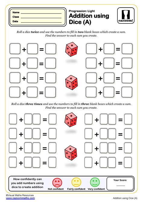 Addition With Dice Math Worksheets Worksheets Library