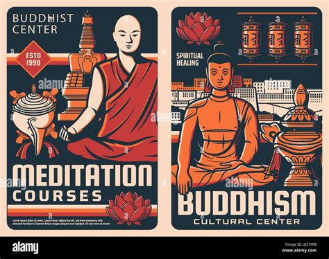 Buddhism Religion Retro Posters Buddhist Cultural Center Meditation