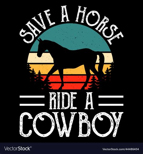 Cowboy Retro Vintage Riding Horse T Shirt Design Vector Image