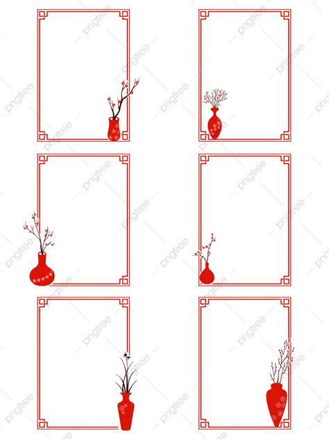 빨간색 중국 풍 테두리 일러스트 고전 장식 도안 축제 테두리 새해 가장자리 구정 테두리 Png 일러스트 및 Psd 이미지