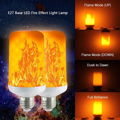 2 Pack LED Flame Effect Fire Light Bulb E27 Flickering Lamp Simulated