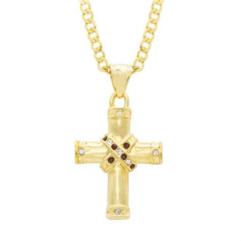 Tg1050-gold plated ladies cross+chain – Touch Of Gold