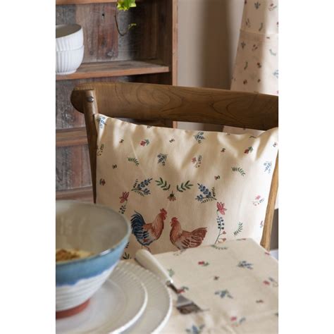 Clayre Eef Cushion Cover 40x40 Cm Beige Blue Cotton Square Chicken