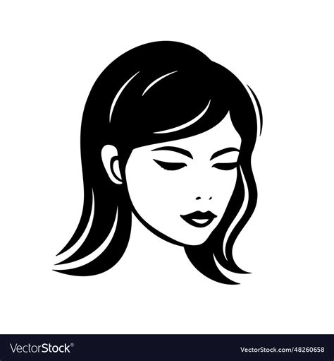 Girl face woman face logo on white Royalty Free Vector Image