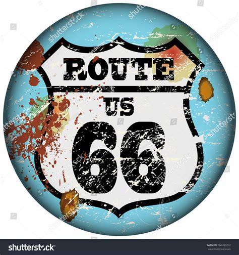 Vintage Route Sixty Six Road Sign Stock Vector (Royalty Free) 160780232