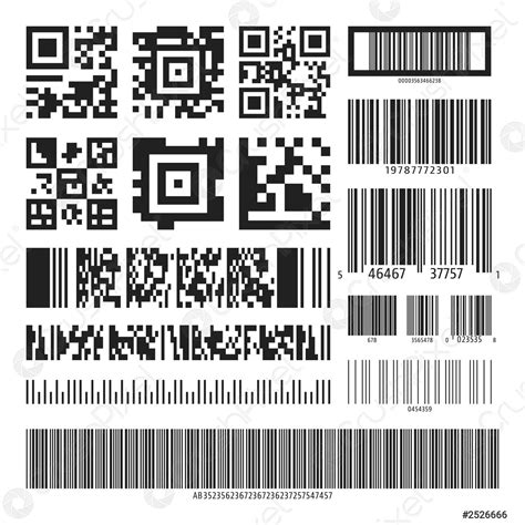 Conjunto de código de barras y código qr vector de stock 2526666