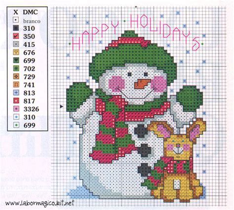 Muñecos De Nieve En Escalera Patrones Gratis Holiday cross stitch