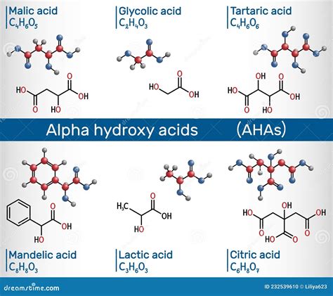 Alfa Hidroxi ácidos Aha Glicólico C2h4o3 Láctico C3h6o3 Malic C4h6o5