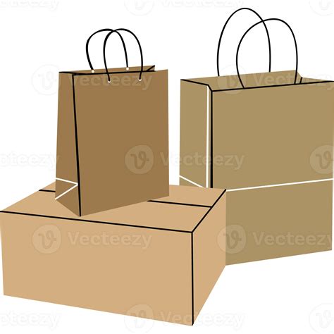 Brown Paper Shopping Bags Minimalist Flat Style Png Transparent