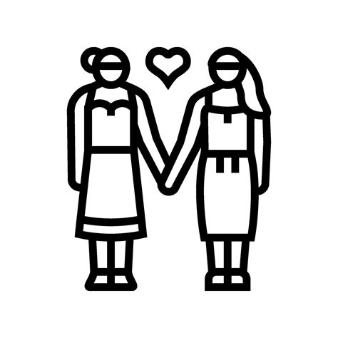 Lesbian Lgbt Couple Love Line Icon Vector Illustration 26819893 Vector Art At Vecteezy