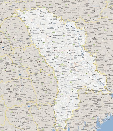 Large map of Moldova with villages and all cities | Moldova | Europe