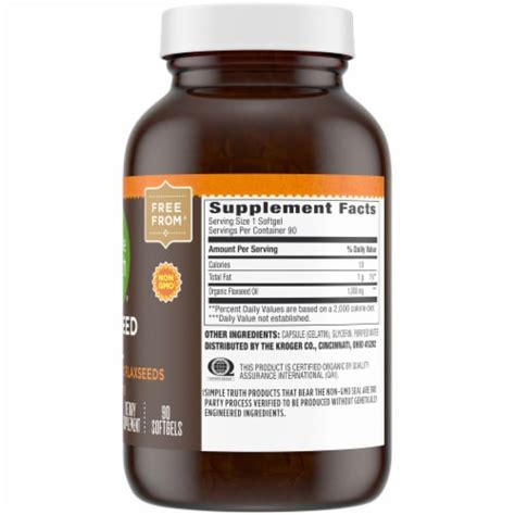 Simple Truth Flaxseed Oil Softgels 1000mg 90 Ct QFC