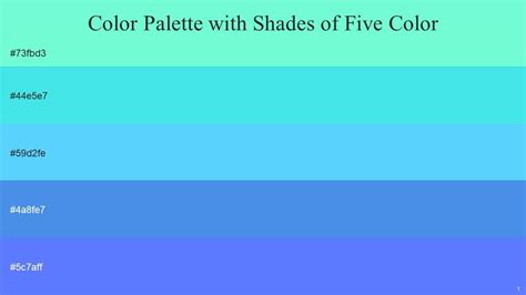 Color Palette With Five Shade Aquamarine Turquoise Blue Malibu Cornflower Blue Dodger Blue PPT ...