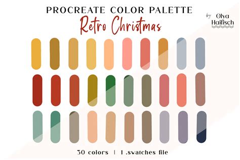 Retro Christmas Procreate Color Palette Graphic by Olya Haifisch