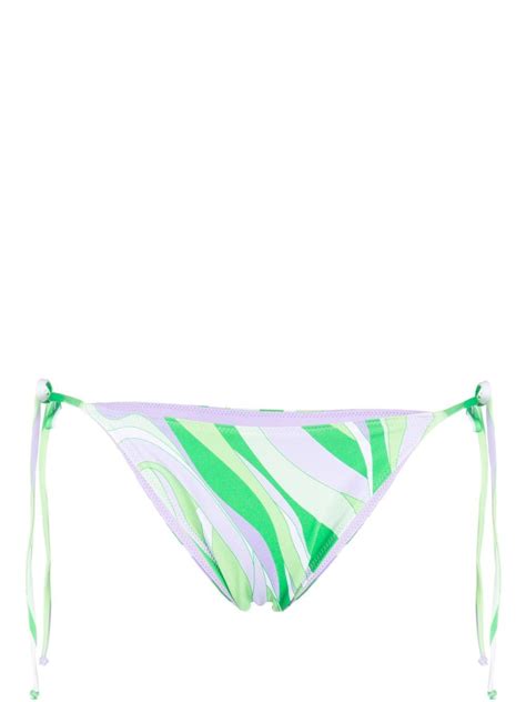 Buy Mc Saint Barth Wave Print Bikini Bottom Green At Off