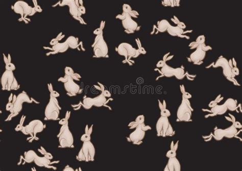 Seamless Pattern Background With Cute Rabbits Hares Stock Vector