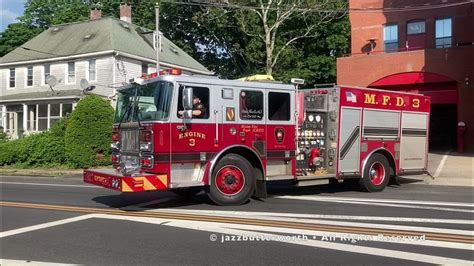 Meriden Fire Department Engine 3 And Hunters Ambulance 181 Responding With Q2b Air Horns And Waves