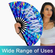 Amazon Raveahem Uv Glow Rave Fan Bamboo Folding Clack Hand Fan