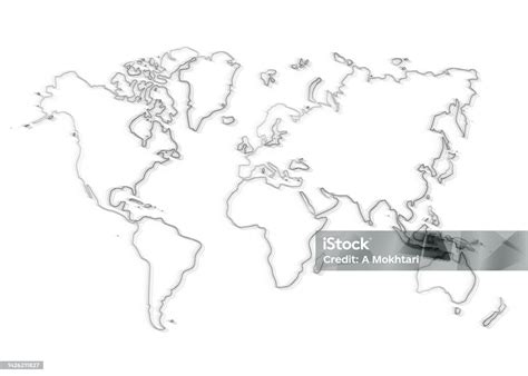 World Map Outline Drawing Stock Illustration - Download Image Now - Line Art, Global, Map - iStock