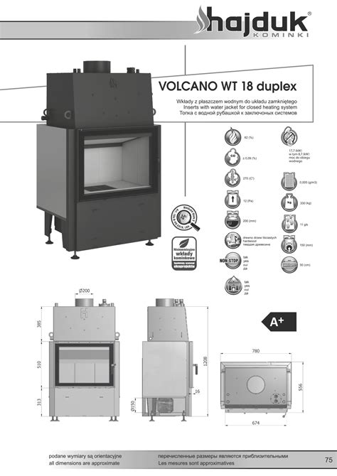 WKŁAD KOMINKOWY HAJDUK VOLCANO WT 18 18kW PW SZYBA DUPLEX Auroks